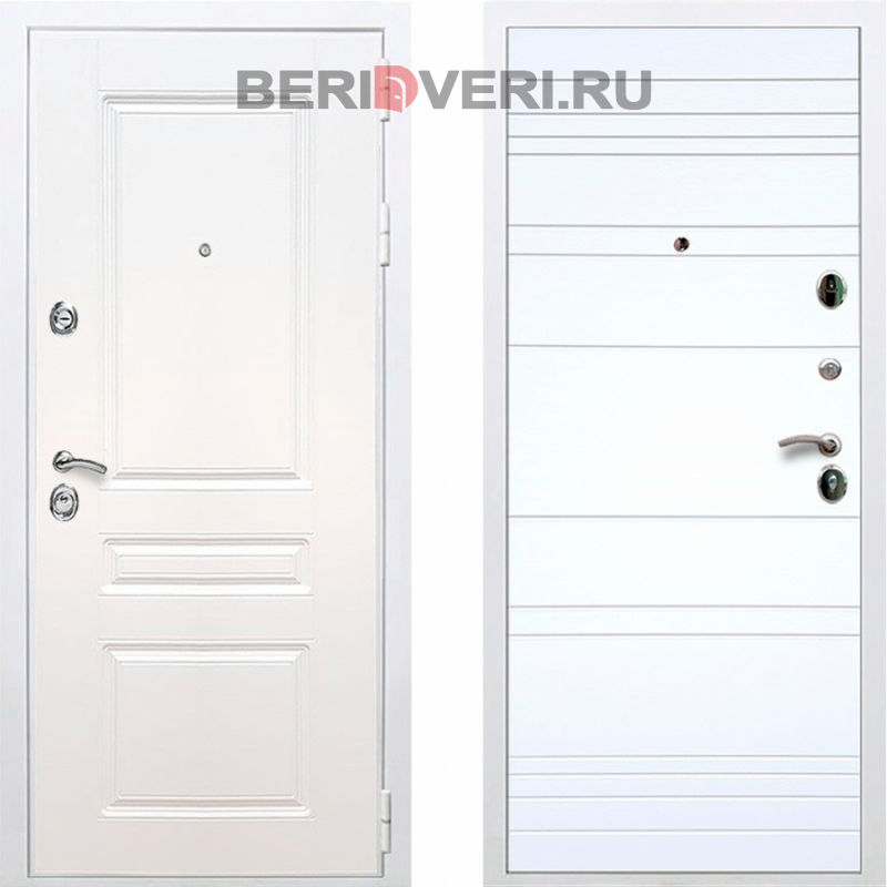 Металлическая дверь REX Премиум H ФЛ-14 Белый / Белый софт