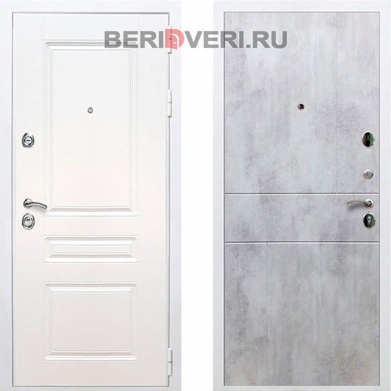 Металлическая дверь REX Премиум H ФЛ-290 Белый / Бетон светлый