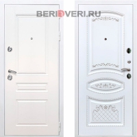 Металлическая дверь REX Премиум H ФЛ-316 Белый / Белый патина серебро