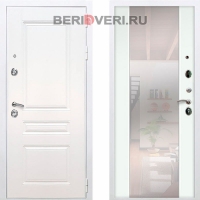 Металлическая дверь REX Премиум H Зеркало СБ-16 Белый / Белый матовый